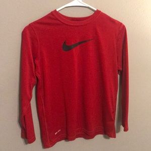 Red Nike Dri-Fit, Long Sleeve Tee-Shirt